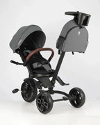 Qplay Comfo Max 7-in-1 Trike-Height Adjustable Parent Handle Bar-360 Degrees Rotating Seat-Adjustable Backrest-Foldable Frame-With Detachable Backpack-For 10M to 6Y (Upto 25 Kg)-Grey