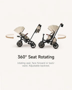 Qplay Comfo Max 7-in-1 Trike-Height Adjustable Parent Handle Bar-360 Degrees Rotating Seat-Adjustable Backrest-Foldable Frame-With Detachable Backpack-For 10M to 6Y (Upto 25 Kg)-Olive Green