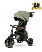 Qplay Comfo Max 7-in-1 Trike-Height Adjustable Parent Handle Bar-360 Degrees Rotating Seat-Adjustable Backrest-Foldable Frame-With Detachable Backpack-For 10M to 6Y (Upto 25 Kg)-Olive Green
