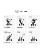 Qplay Nova Niello 6 in 1 Trike-Easy Compact Fold-Height Adjustable Parent Handle Bar-360 Degrees Rotating Seat-Adjustable Backrest-5 Point Harness-Includes Cup Holder-For 10 to 6Y (Upto 25 Kg)-Grey