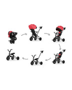 Qplay Nova Niello 6 in 1 Trike-Easy Compact Fold-Height Adjustable Parent Handle Bar-360 Degrees Rotating Seat-Adjustable Backrest-5 Point Harness-Includes Cup Holder-For 10 to 6Y (Upto 25 Kg)-Red