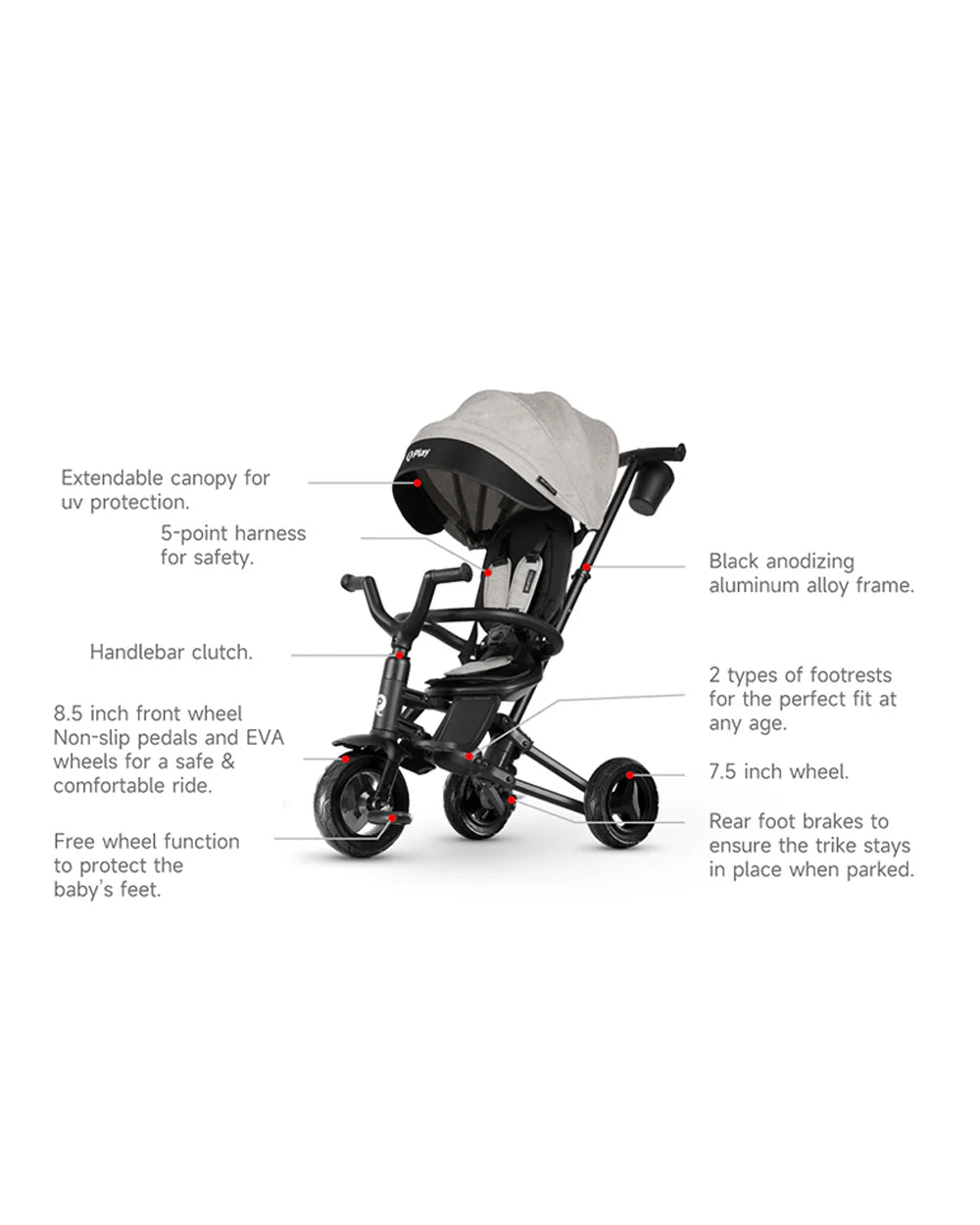 Qplay Nova Niello 6 in 1 Trike-Easy Compact Fold-Height Adjustable Parent Handle Bar-360 Degrees Rotating Seat-Adjustable Backrest-5 Point Harness-Includes Cup Holder-For 10 to 6Y (Upto 25 Kg)-Pink