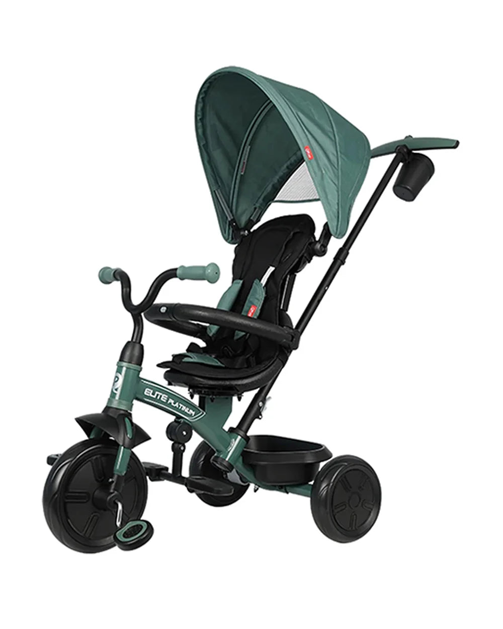 Qplay Elite Platinum 6 in 1 Trike-Height Adjustable Parent Handle Bar-360 Degrees Rotating Seat-5 Point Harness-For 10M to 6Y (Upto 25 Kg)-Green
