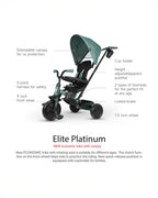 Qplay Elite Platinum 6 in 1 Trike-Height Adjustable Parent Handle Bar-360 Degrees Rotating Seat-5 Point Harness-For 10M to 6Y (Upto 25 Kg)-Green
