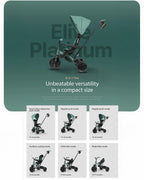 Qplay Elite Platinum 6 in 1 Trike-Height Adjustable Parent Handle Bar-360 Degrees Rotating Seat-5 Point Harness-For 10M to 6Y (Upto 25 Kg)-Green
