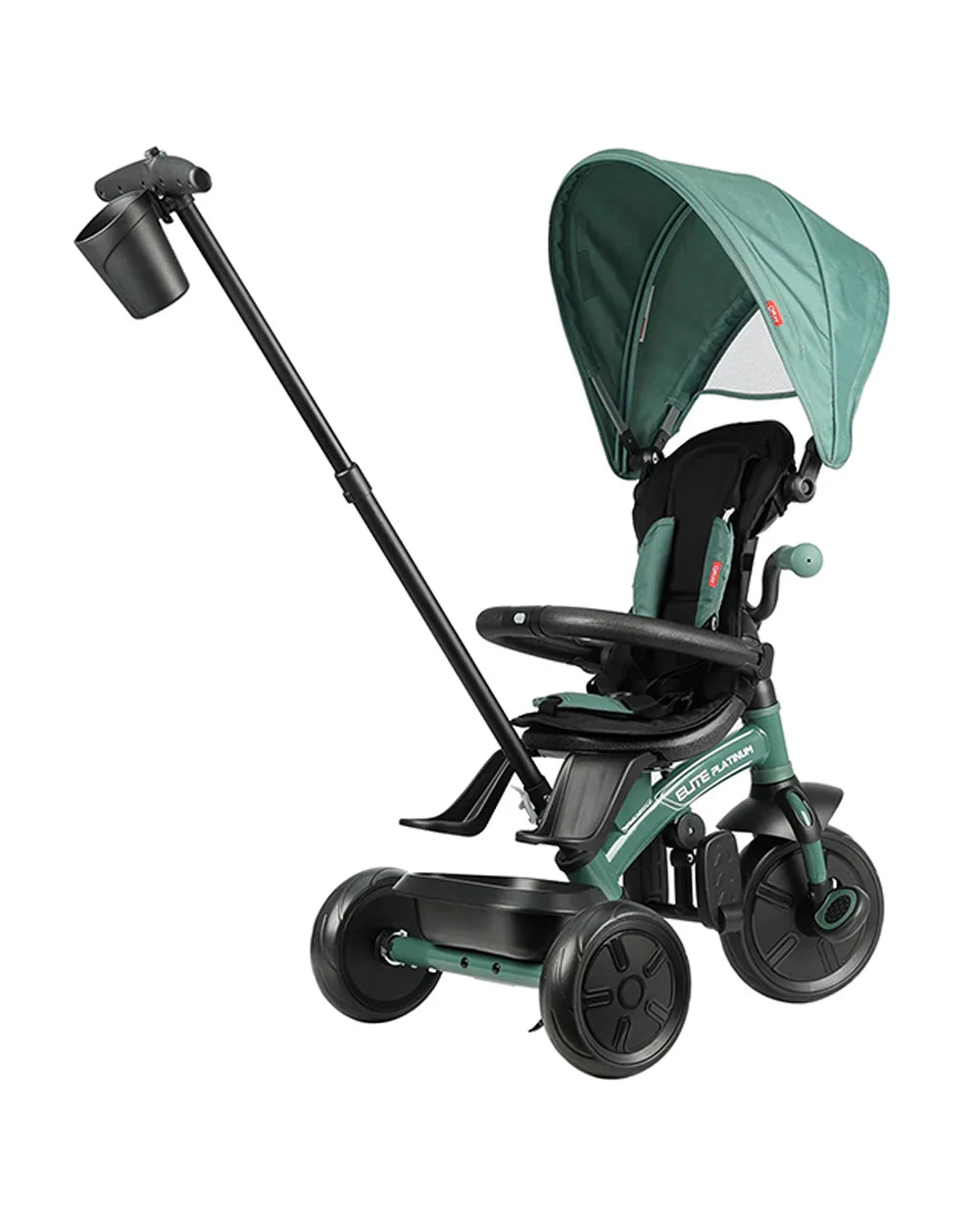 Qplay Elite Platinum 6 in 1 Trike-Height Adjustable Parent Handle Bar-360 Degrees Rotating Seat-5 Point Harness-For 10M to 6Y (Upto 25 Kg)-Green