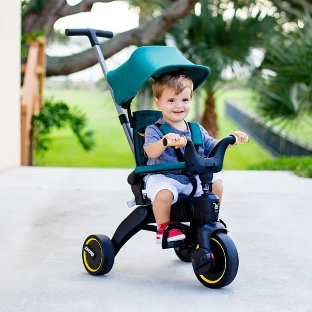 Doona™ Liki Trike S5 - Premium Foldable Trike for Toddlers, Kids/Baby Tricycle Stroller with Cushion Seat, UPF 50+ Sun Protection & Harness, Parental Control, Ages 10 Months to 3 Years-Racing Green