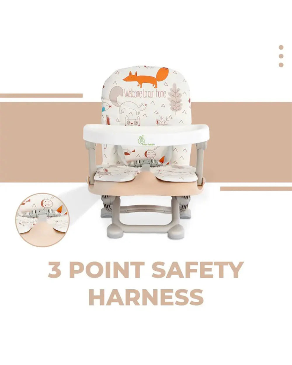 R for Rabbit Candy Pop Booster Seat-4 Height Adjustments-Lightweight-6M to 3Y (Upto 20Kg)-Beige
