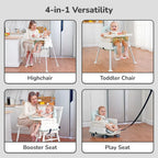 Truffle High Chair For Kids 4-in-1 Convertible Scratch Proof & Anti-Skid Rubber Base High Chair