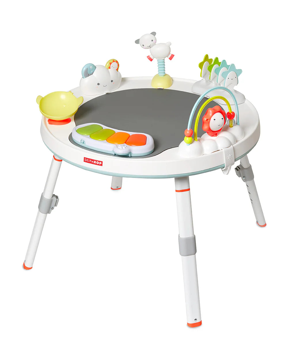Skip Hop Explore & More 3 Stage Activity Center-Musical Light-Up Piano With 3 Modes-360 Degree Rotating Seat-Learning & Educational Toys-4M+Silver Lining Cloud