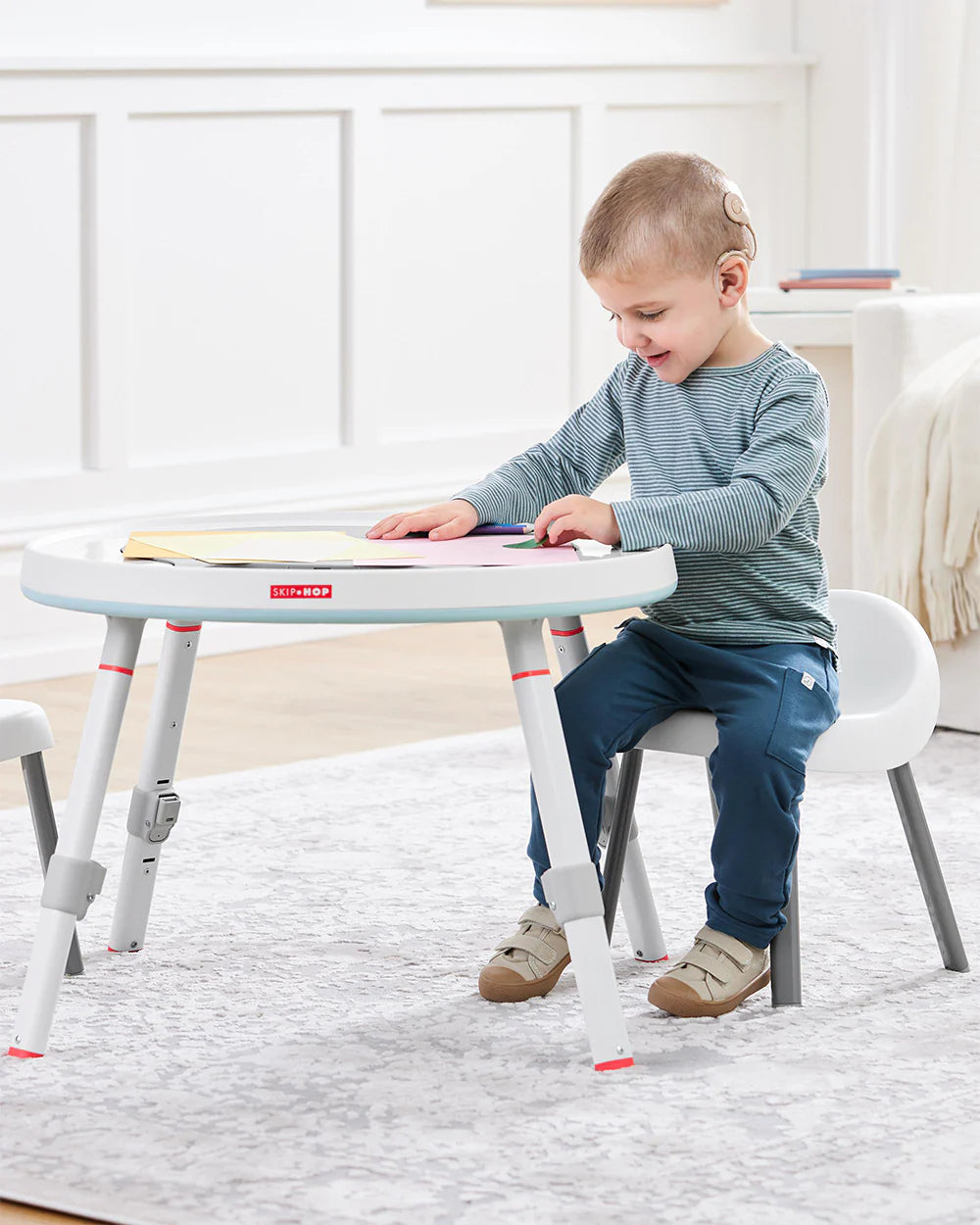 Skip Hop Explore & More 3 Stage Activity Center-Musical Light-Up Piano With 3 Modes-360 Degree Rotating Seat-Learning & Educational Toys-4M+Silver Lining Cloud
