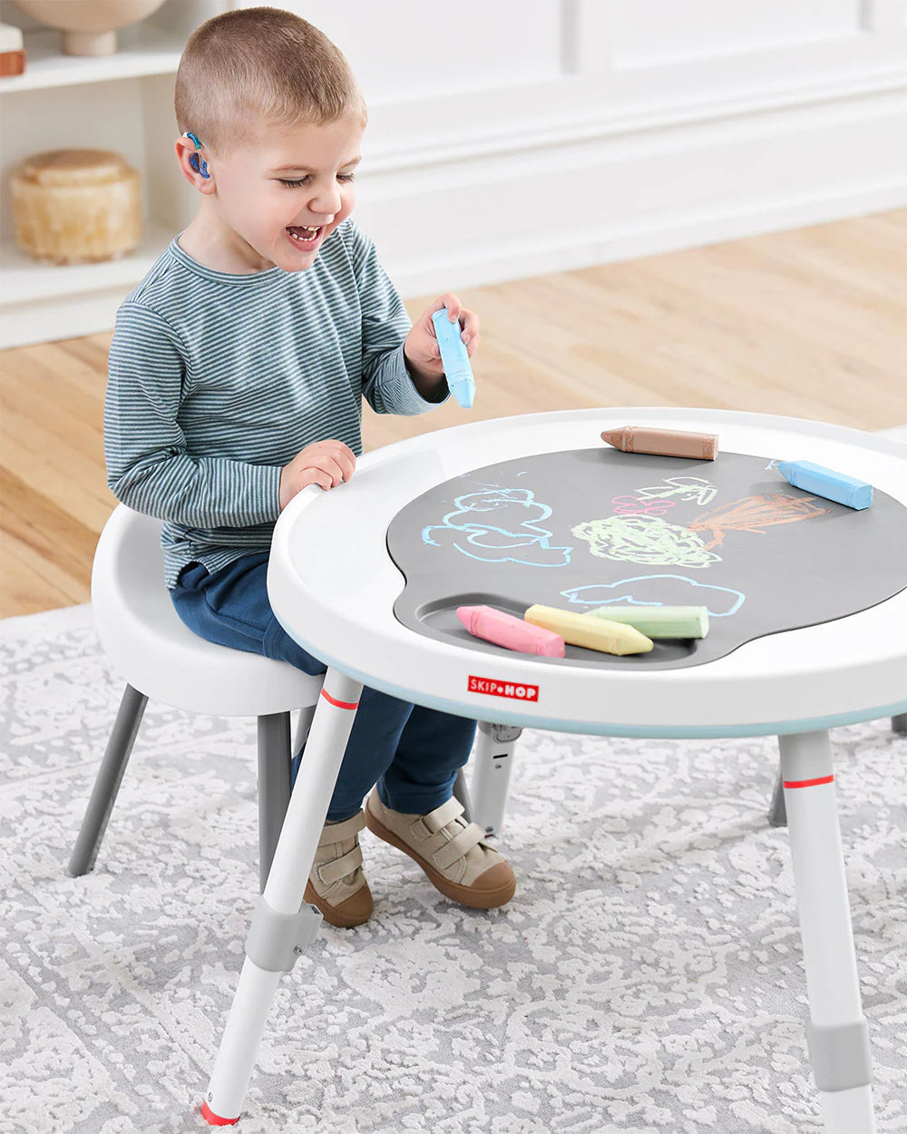 Skip Hop Explore & More 3 Stage Activity Center-Musical Light-Up Piano With 3 Modes-360 Degree Rotating Seat-Learning & Educational Toys-4M+Silver Lining Cloud