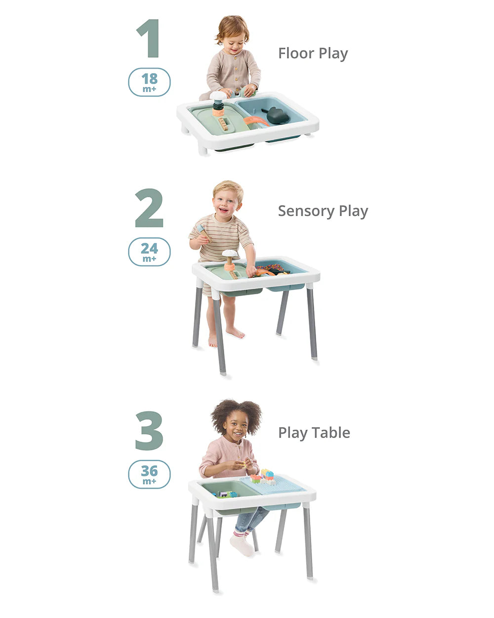 Skip Hop Discoverosity 3-in-1 Sensory Activity Centre & Table-24-Piece Set-Floor & Table Play, Removable Legs, 30+ Activities, Sensory Tools, Activity Guide-Learning & Educational Toys-18M+