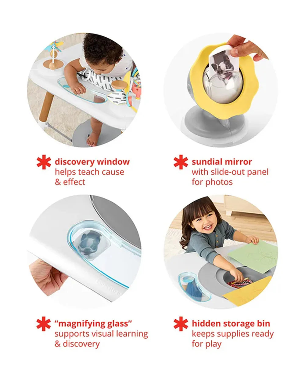 Skip Hop Discoverosity Montessori 3 Stage Activity Center-25+ Activities-360 Degree Rotating Seat-Learning & Educational Toys-4M+
