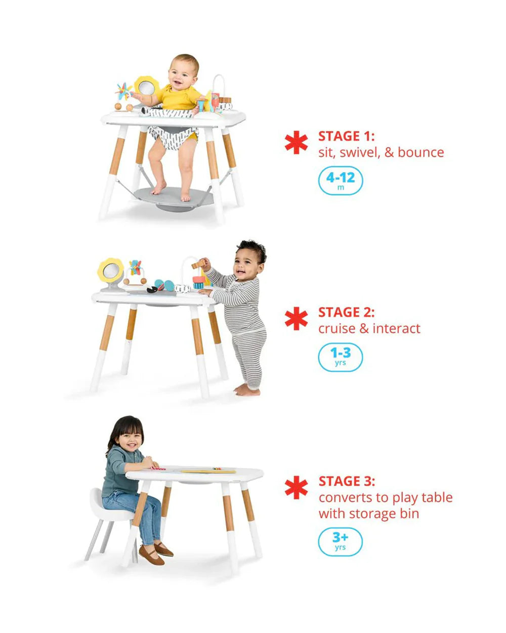 Skip Hop Discoverosity Montessori 3 Stage Activity Center-25+ Activities-360 Degree Rotating Seat-Learning & Educational Toys-4M+