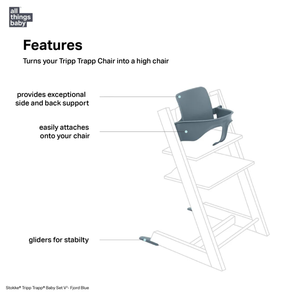 Stokke Tripp Trapp Baby Set² - Attachment for Tripp Trapp Chair (6–36 Months), Supports Baby’s Sitting Development, Easy to Install Without Tools - Blue