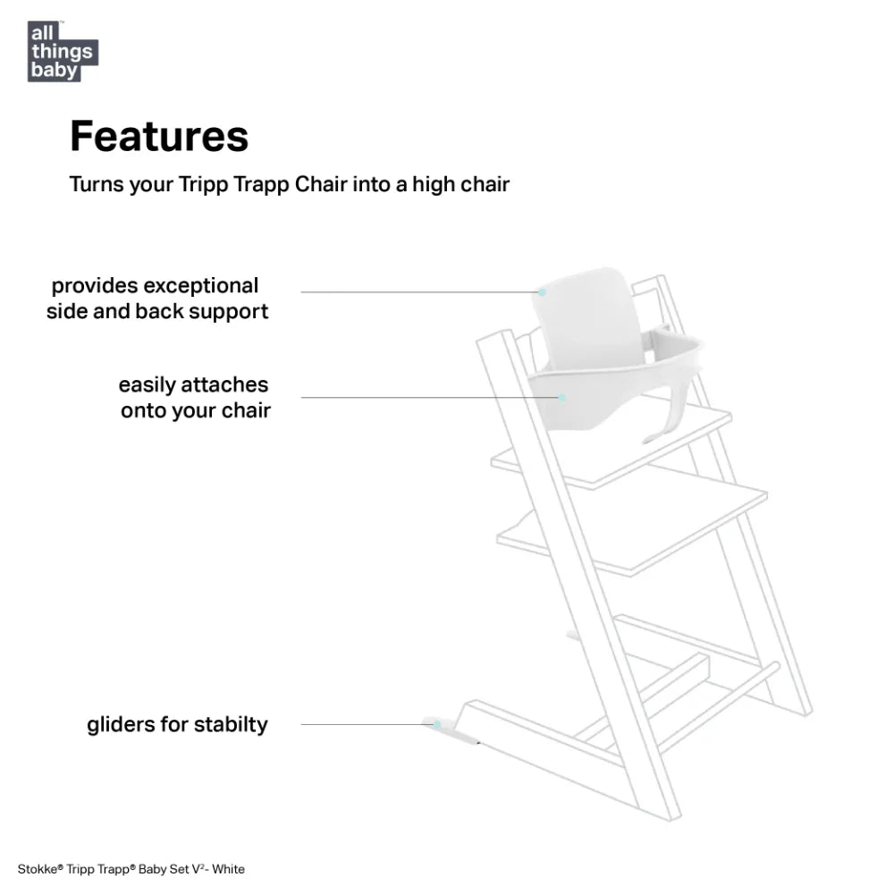 Stokke Tripp Trapp Baby Set² - Attachment for Tripp Trapp Chair (6–36 Months), Supports Baby’s Sitting Development, Easy to Install Without Tools - White