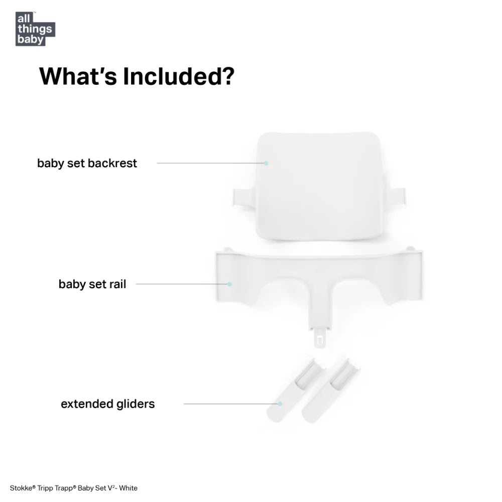 Stokke Tripp Trapp Baby Set² - Attachment for Tripp Trapp Chair (6–36 Months), Supports Baby’s Sitting Development, Easy to Install Without Tools - White