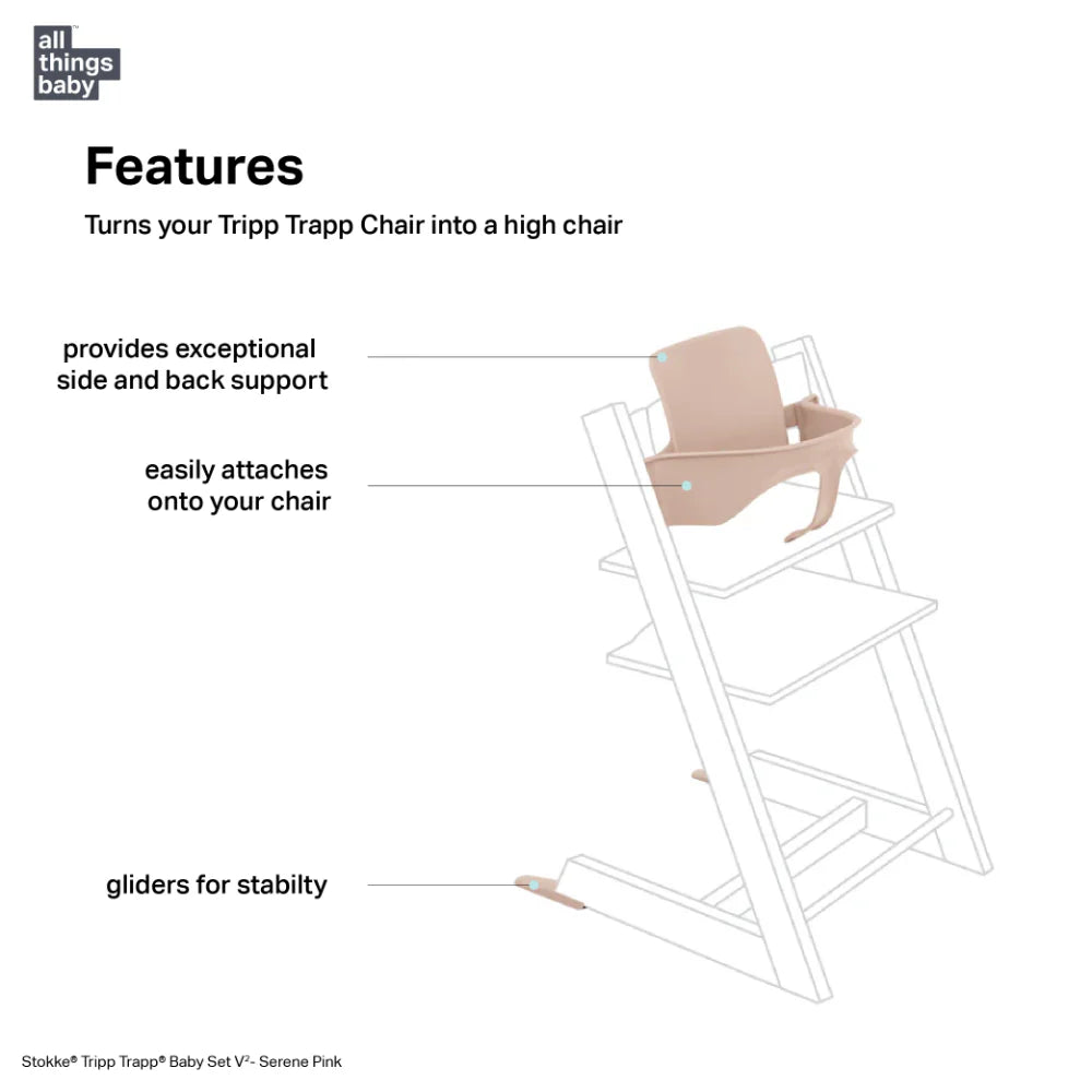 Stokke Tripp Trapp Baby Set² - Attachment for Tripp Trapp Chair (6–36 Months), Supports Baby’s Sitting Development, Easy to Install Without Tools - Pink