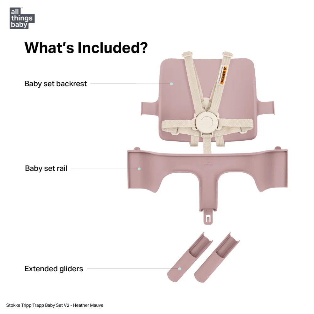 Stokke Tripp Trapp Baby Set² - Attachment for Tripp Trapp Chair (6–36 Months), Supports Baby’s Sitting Development, Easy to Install Without Tools - Mauve