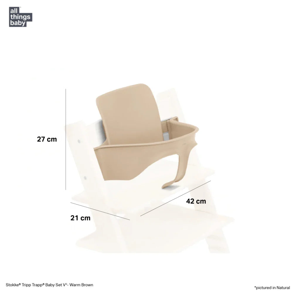 Stokke Tripp Trapp Baby Set² - Attachment for Tripp Trapp Chair (6–36 Months), Supports Baby’s Sitting Development, Easy to Install Without Tools - Warm Brown