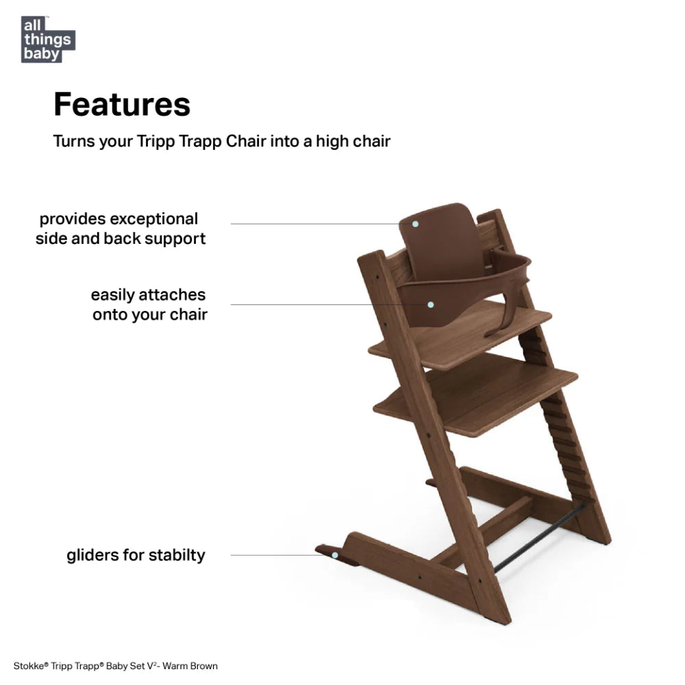 Stokke Tripp Trapp Baby Set² - Attachment for Tripp Trapp Chair (6–36 Months), Supports Baby’s Sitting Development, Easy to Install Without Tools - Warm Brown