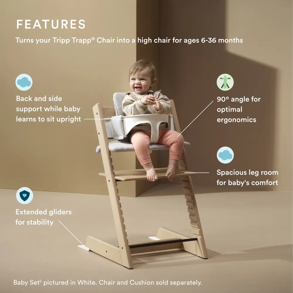 Stokke Tripp Trapp Baby Set² - Attachment for Tripp Trapp Chair (6–36 Months), Supports Baby’s Sitting Development, Easy to Install Without Tools - Vanila
