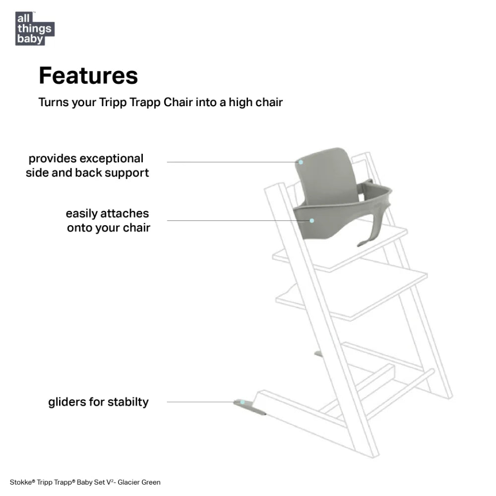 Stokke Tripp Trapp Baby Set² - Attachment for Tripp Trapp Chair (6–36 Months), Supports Baby’s Sitting Development, Easy to Install Without Tools - green