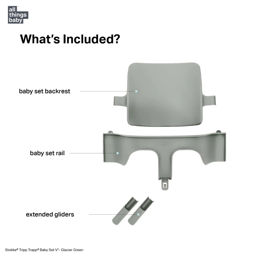 Stokke Tripp Trapp Baby Set² - Attachment for Tripp Trapp Chair (6–36 Months), Supports Baby’s Sitting Development, Easy to Install Without Tools - green