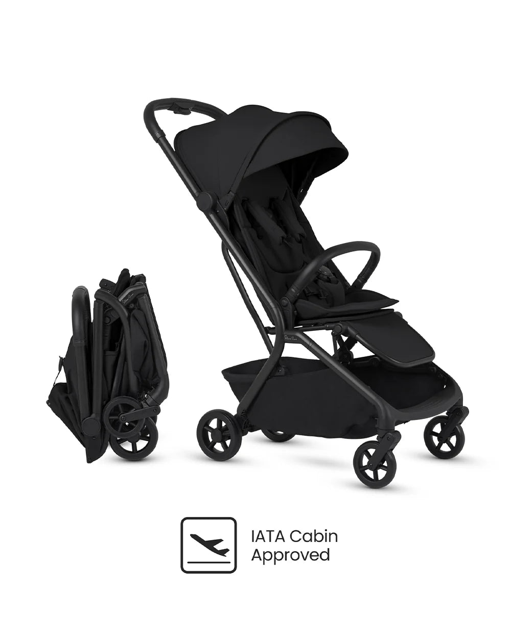 Silver Cross Nia-World's First & Only Cabin Approved Stroller in Both Stroller & Carry Cot Mode-One Hand Fold-Flat Reclining Seat-Travel System Compatible-2 Years Warranty-For 0 to 4Y (Upto 22 kg)-Onyx