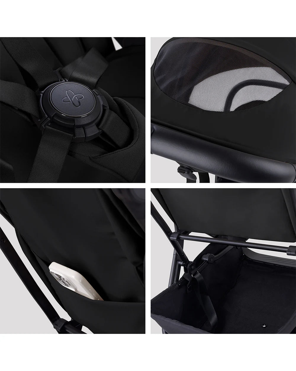 Silver Cross Nia-World's First & Only Cabin Approved Stroller in Both Stroller & Carry Cot Mode-One Hand Fold-Flat Reclining Seat-Travel System Compatible-2 Years Warranty-For 0 to 4Y (Upto 22 kg)-Onyx