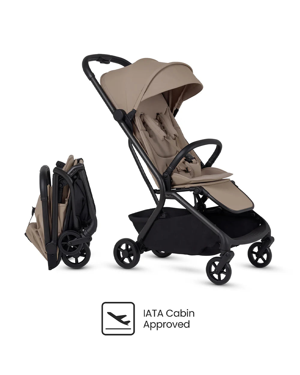Silver Cross Nia-World's First & Only Cabin Approved Stroller in Both Stroller & Carry Cot Mode-One Hand Fold-Flat Reclining Seat-Travel System Compatible-2 Years Warranty-For 0 to 4Y (Upto 22 kg)-Champagne