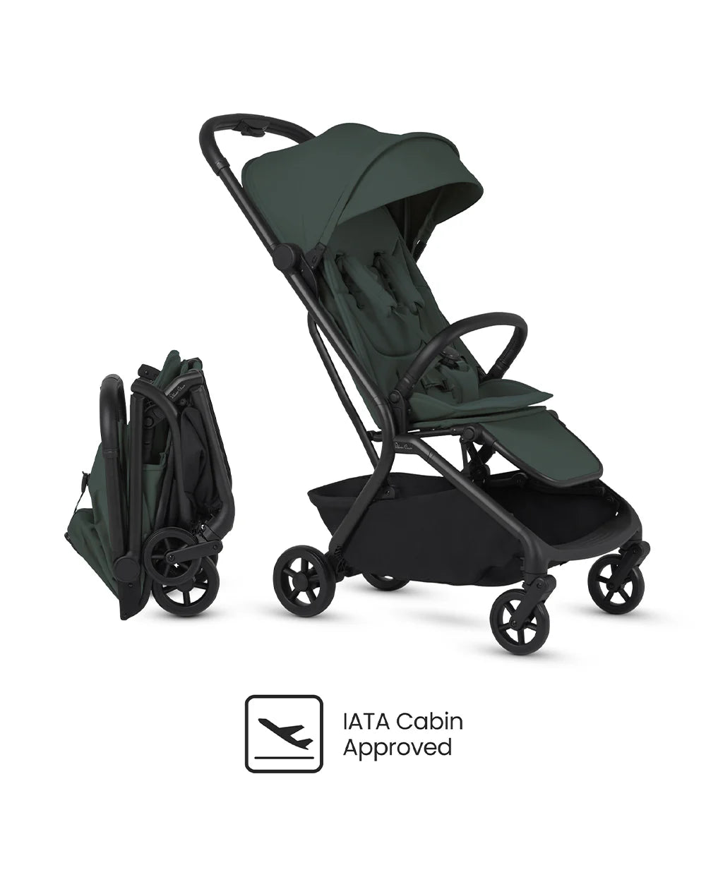 Silver Cross Nia-World's First & Only Cabin Approved Stroller in Both Stroller & Carry Cot Mode-One Hand Fold-Flat Reclining Seat-Travel System Compatible-2 Years Warranty-For 0 to 4Y (Upto 22 kg)-Conifer