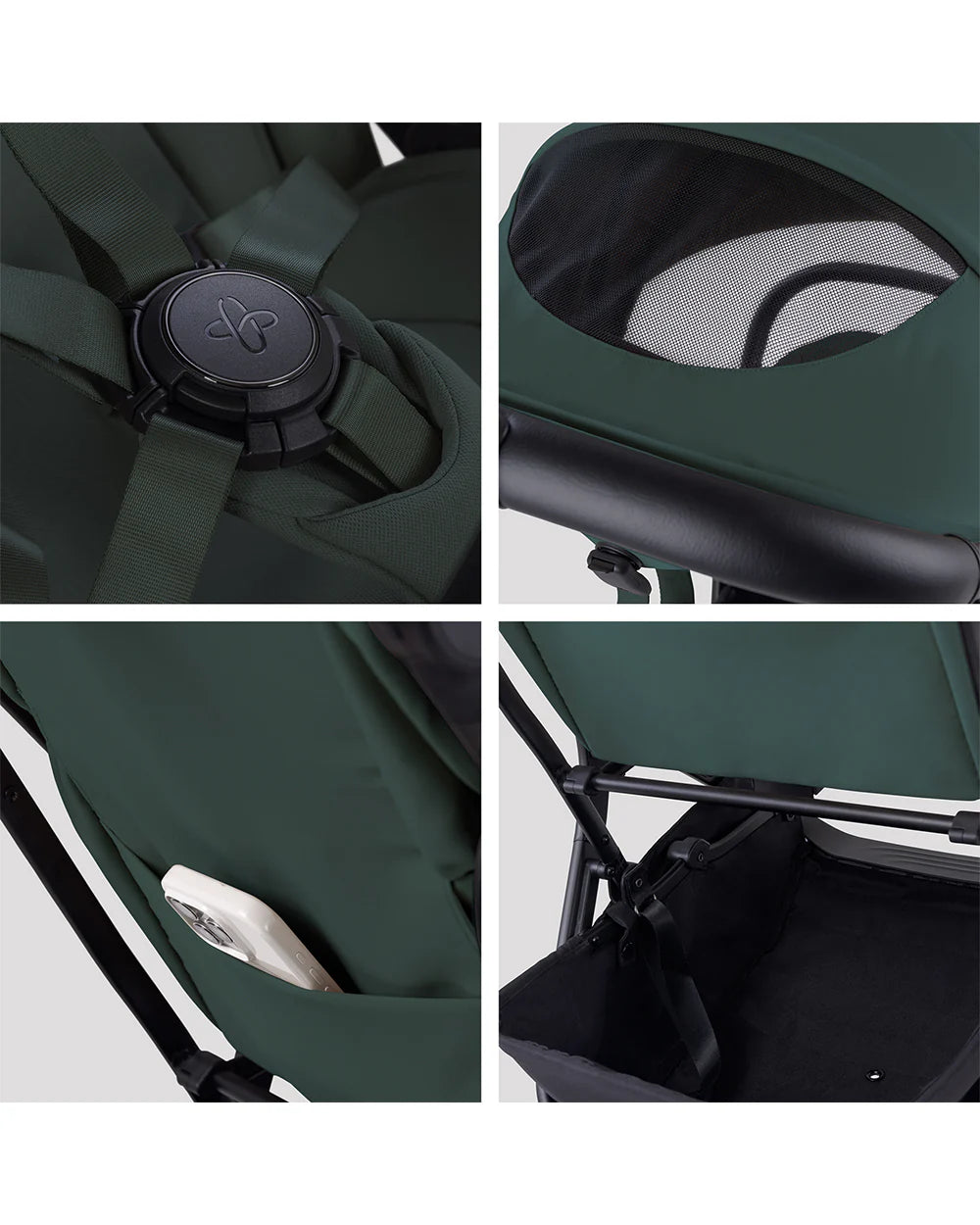 Silver Cross Nia-World's First & Only Cabin Approved Stroller in Both Stroller & Carry Cot Mode-One Hand Fold-Flat Reclining Seat-Travel System Compatible-2 Years Warranty-For 0 to 4Y (Upto 22 kg)-Conifer