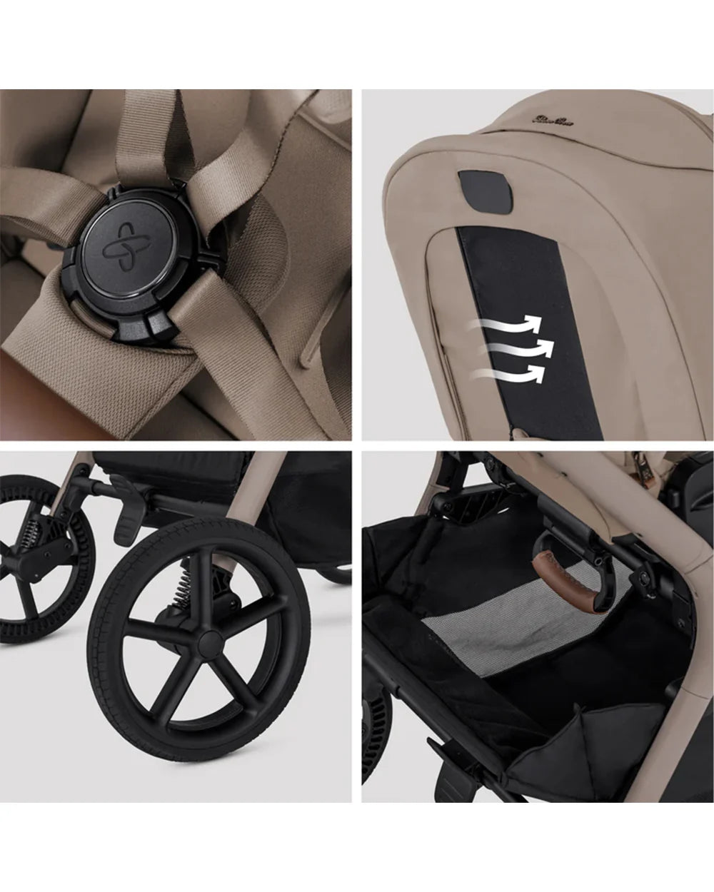 Silver Cross Breez Stroller-Height Adjustable, Reversible & Flat Reclining Seat-Adjustable Parent Handle Bar-One Hand Fold Even With Carry Cot Attached-2 Years Warranty-For 0 to 4Y (Upto 22 kg)-Champagne