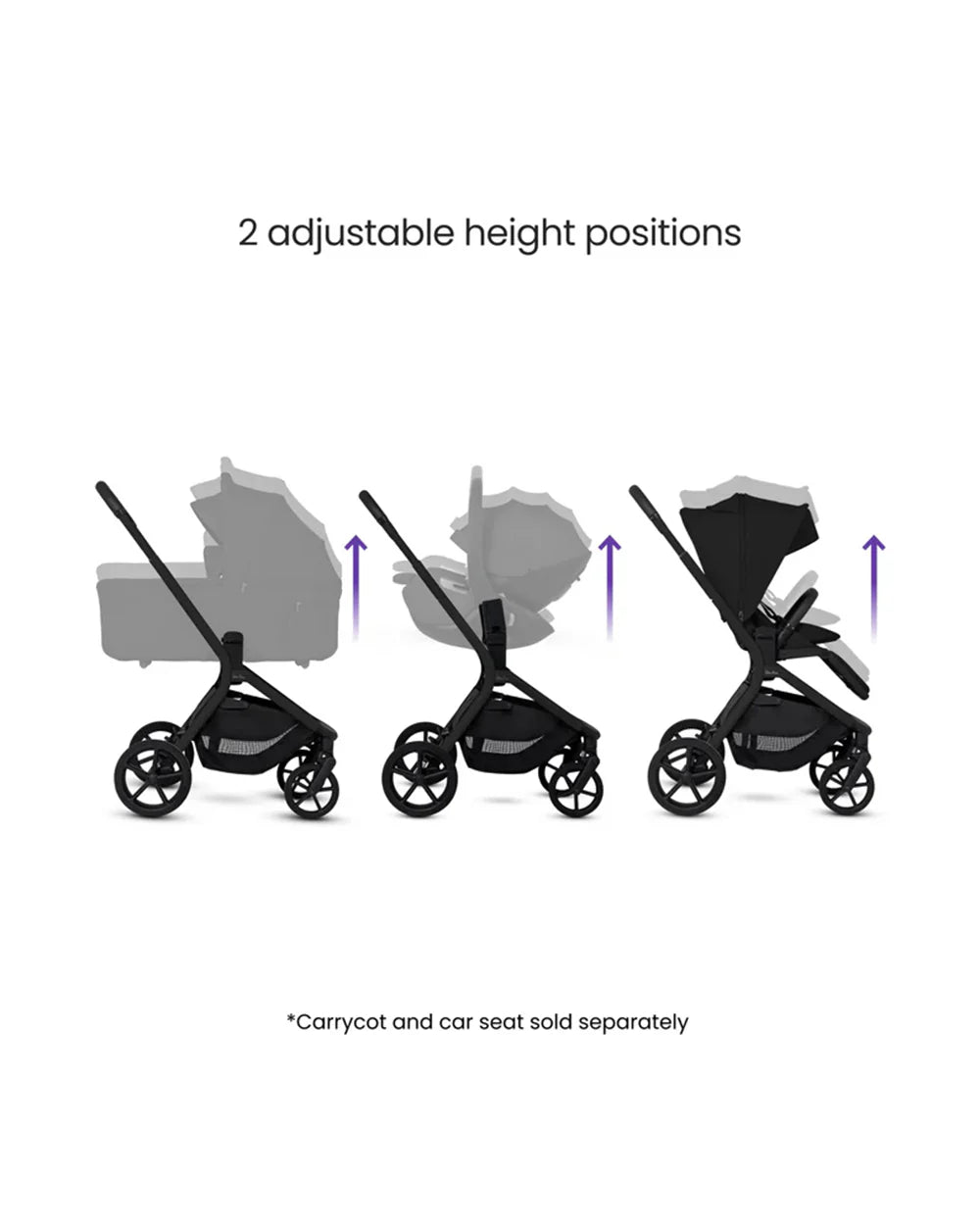 Silver Cross Breez Stroller-Height Adjustable, Reversible & Flat Reclining Seat-Adjustable Parent Handle Bar-One Hand Fold Even With Carry Cot Attached-2 Years Warranty-For 0 to 4Y (Upto 22 kg)-Onyx