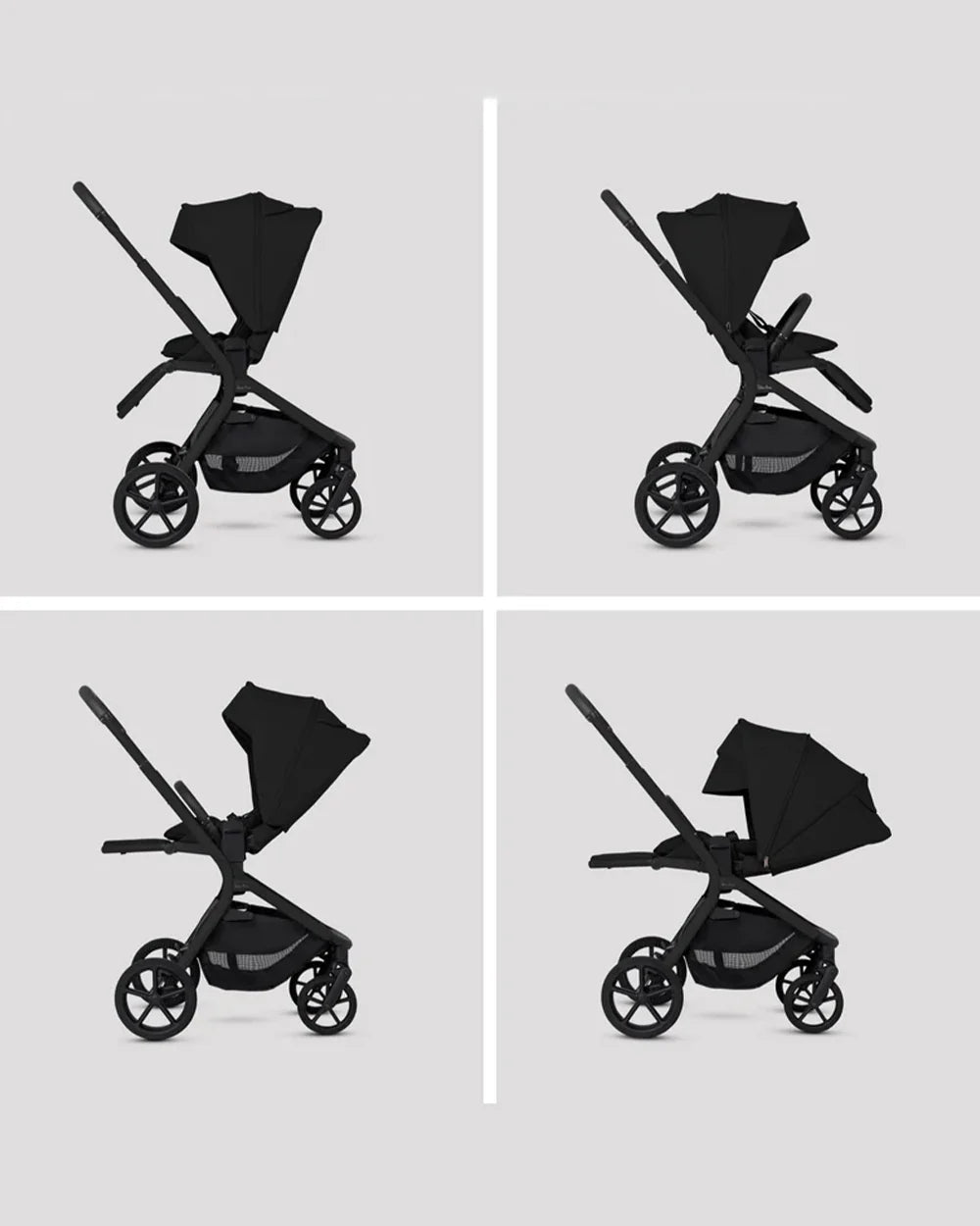 Silver Cross Breez Stroller-Height Adjustable, Reversible & Flat Reclining Seat-Adjustable Parent Handle Bar-One Hand Fold Even With Carry Cot Attached-2 Years Warranty-For 0 to 4Y (Upto 22 kg)-Onyx