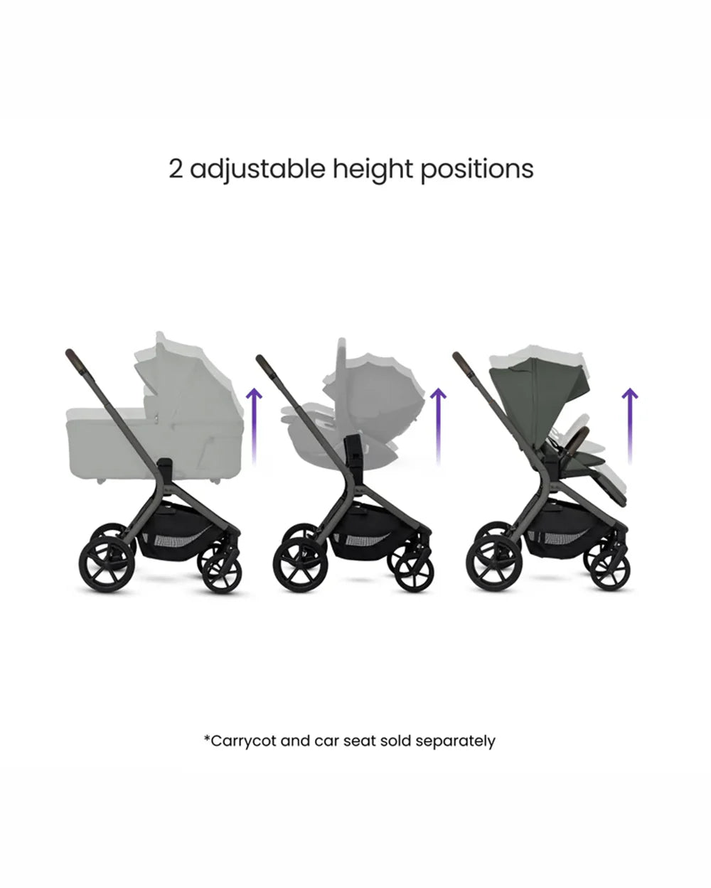Silver Cross Breez Stroller-Height Adjustable, Reversible & Flat Reclining Seat-Adjustable Parent Handle Bar-One Hand Fold Even With Carry Cot Attached-2 Years Warranty-For 0 to 4Y (Upto 22 kg)-Pewter