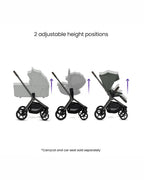 Silver Cross Breez Stroller-Height Adjustable, Reversible & Flat Reclining Seat-Adjustable Parent Handle Bar-One Hand Fold Even With Carry Cot Attached-2 Years Warranty-For 0 to 4Y (Upto 22 kg)-Pewter