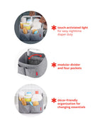 Skip Hop Light Up Diaper Caddy-With Side Pockets-Heather Grey