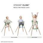 Stokke Clikk High Chair - Lightweight, Travel-Friendly Highchair for Baby with Tray & 5-Point Harness, Tool-Free Assembly in 1 Minute, Adjustable Footrest, Dishwasher-Safe BPA-Free Tray, Suitable for Babies & Toddlers 6-36 Months (Up to 15 kg) Grey