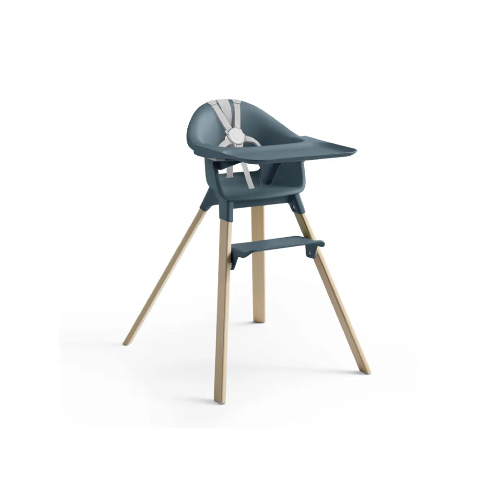 Stokke Clikk High Chair - Lightweight, Travel-Friendly Highchair for Baby with Tray & 5-Point Harness, Tool-Free Assembly in 1 Minute, Adjustable Footrest, Dishwasher-Safe BPA-Free Tray, Suitable for Babies & Toddlers 6-36 Months (Up to 15 kg) Fjord Blue