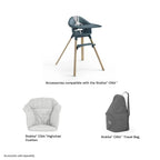 Stokke Clikk High Chair - Lightweight, Travel-Friendly Highchair for Baby with Tray & 5-Point Harness, Tool-Free Assembly in 1 Minute, Adjustable Footrest, Dishwasher-Safe BPA-Free Tray, Suitable for Babies & Toddlers 6-36 Months (Up to 15 kg) Fjord Blue