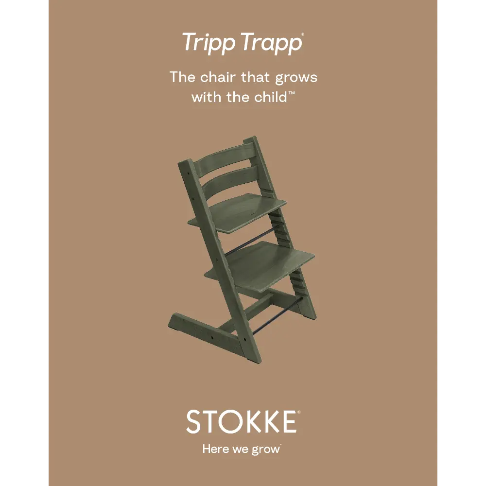 Stokke Tripp Trapp Highchair for Life - Adjustable Wooden Highchair for Baby, Toddlers & Adults,Ergonomic Seat with Posture Support,Timeless Scandinavian Design,Durable Solid Wood,Perfect for Mealtime & Family Dinner,Max Weight Limit Upto 136kg Green