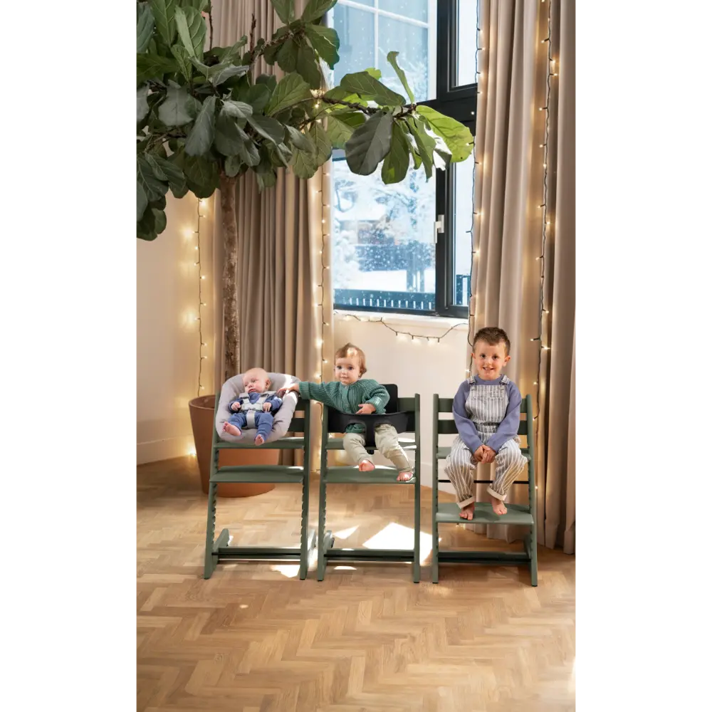 Stokke Tripp Trapp Highchair for Life - Adjustable Wooden Highchair for Baby, Toddlers & Adults,Ergonomic Seat with Posture Support,Timeless Scandinavian Design,Durable Solid Wood,Perfect for Mealtime & Family Dinner,Max Weight Limit Upto 136kg Green