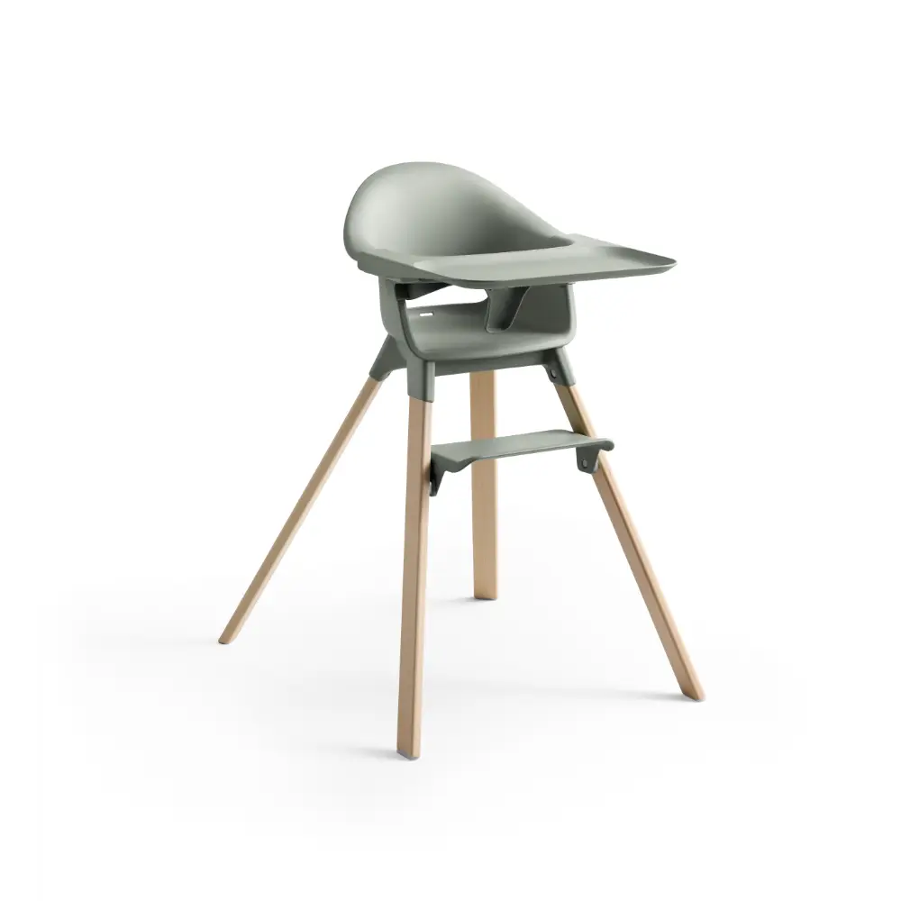 Stokke Clikk High Chair - Lightweight, Travel-Friendly Highchair for Baby with Tray & 5-Point Harness, Tool-Free Assembly in 1 Minute, Adjustable Footrest, Dishwasher-Safe BPA-Free Tray, Suitable for Babies & Toddlers 6-36 Months (Up to 15 kg) Glacier