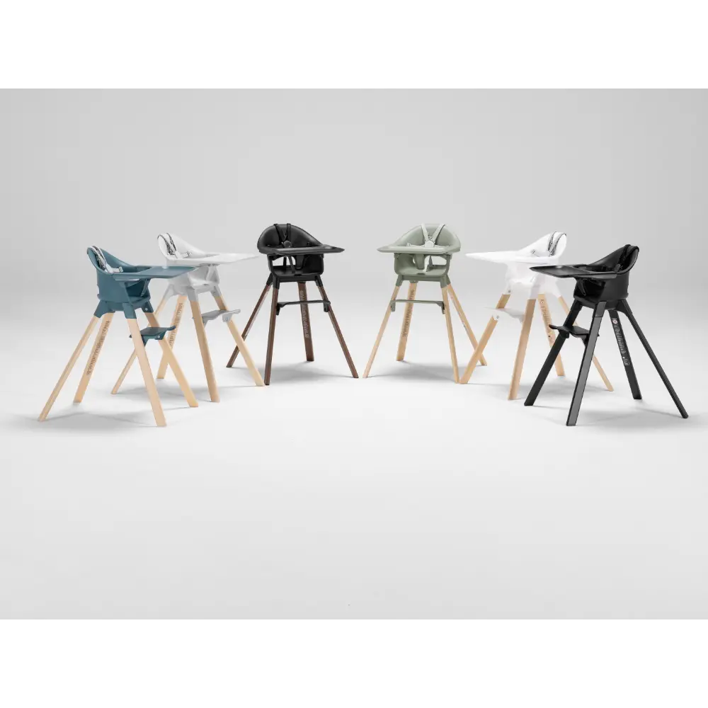 Stokke Clikk High Chair - Lightweight, Travel-Friendly Highchair for Baby with Tray & 5-Point Harness, Tool-Free Assembly in 1 Minute, Adjustable Footrest, Dishwasher-Safe BPA-Free Tray, Suitable for Babies & Toddlers 6-36 Months (Up to 15 kg) Glacier