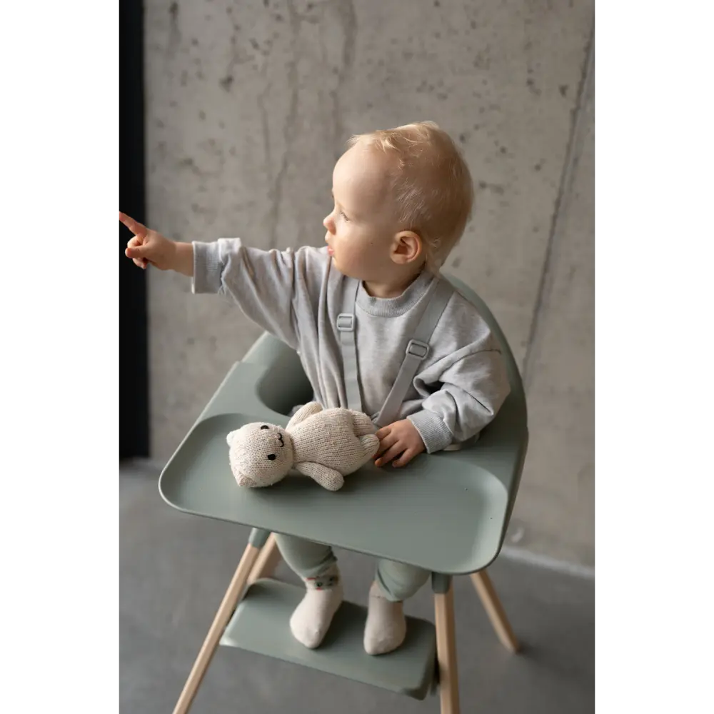 Stokke Clikk High Chair - Lightweight, Travel-Friendly Highchair for Baby with Tray & 5-Point Harness, Tool-Free Assembly in 1 Minute, Adjustable Footrest, Dishwasher-Safe BPA-Free Tray, Suitable for Babies & Toddlers 6-36 Months (Up to 15 kg) Glacier