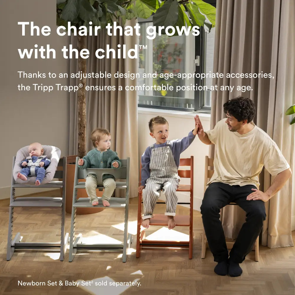 Stokke Tripp Trapp Highchair for Life - Adjustable Wooden Highchair for Baby, Toddlers & Adults,Ergonomic Seat with Posture Support,Timeless Scandinavian Design,Durable Solid Wood,Perfect for Mealtime & Family Dinner,Max Weight Limit Upto 136kg Vanila
