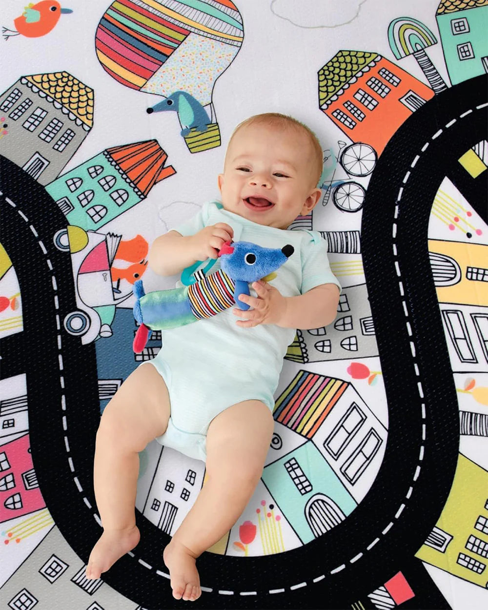 Skip Hop Doubleplay Reversible Playmat-Vibrant Village-Waterproof Foam-Playful Artwork-Easy to Clean-0M+